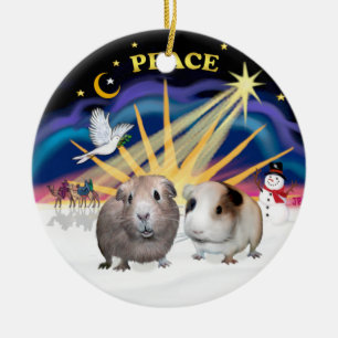 Weihnachtstaube - Zwei Guinea Schweine (#1 und#2) Keramikornament