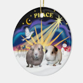 Weihnachtstaube - Zwei Guinea Schweine (#1 und#2) Keramikornament (Links)