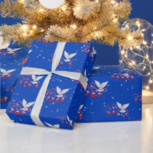 Weihnachtstauben mit inspirierendem Feiertags-Text Geschenkpapier