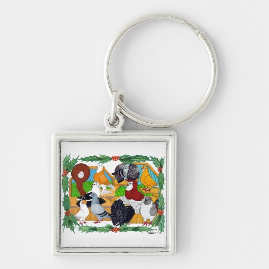 Weihnachtstauben Schlüsselanhänger (Vorne)