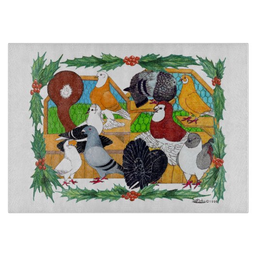 Weihnachtstauben Schneidebrett (Vorderseite)