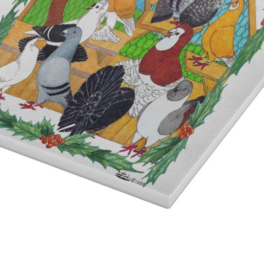 Weihnachtstauben Schneidebrett (Ecke)