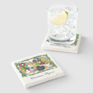 Weihnachtstauben Steinuntersetzer