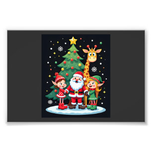 Weihnachtsteam Santa Giraffe Elf Dabbing passend Fotodruck