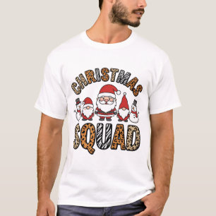 Weihnachtsteam Santa Schneemann Leopardenprint-Des T-Shirt