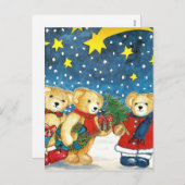 WEIHNACHTSTEDDYBÄREN MIT GESCHENKEN FEIERTAGSPOSTKARTE (Vorne/Hinten)