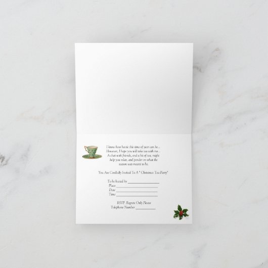 Weihnachtstee-Party Einladung (Innenseite)