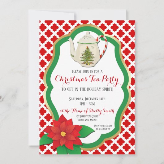 Weihnachtstee-Party Einladung, Weihnachtstee Einladung (Vorderseite)