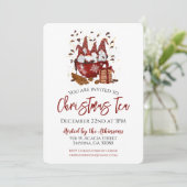 Weihnachtstee Rote Gnome Party Einladung (Stehend Vorderseite)