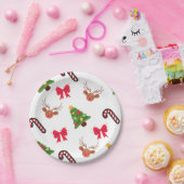 Weihnachtsteller aus Pappe mit weißem Motiv Pappteller (Party)