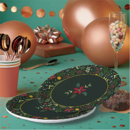 Weihnachtsteller mit botanischem Motiv  Pappteller