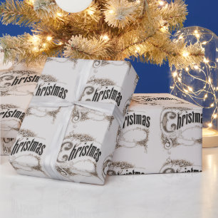 Weihnachtstext im Vintage-Stil mit verzierter Umra Geschenkpapier