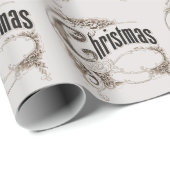 Weihnachtstext mit Verzierter Grenze Geschenkpapier (Rolleneckpunkt)