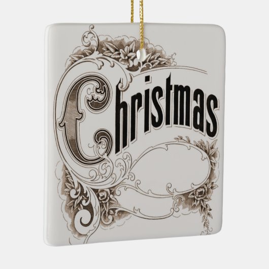 Weihnachtstext mit Verzierter Grenze Keramikornament (Rechts)