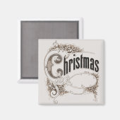 Weihnachtstext mit Verzierter Grenze Magnet (Vorderseite/Rückseite)