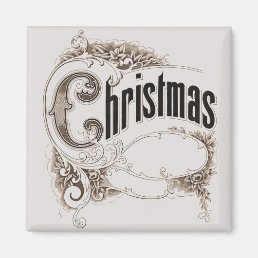 Weihnachtstext mit Verzierter Grenze Magnet (Vorne)