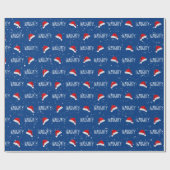 Weihnachtstext mit Weihnachtsmannmützen Geschenkpapier (Flach)