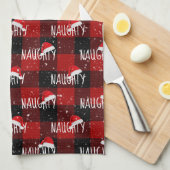 Weihnachtstext mit Weihnachtsmannmützen Geschirrtuch (Viertel Falte)