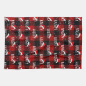 Weihnachtstext mit Weihnachtsmannmützen Geschirrtuch (Horizontal)