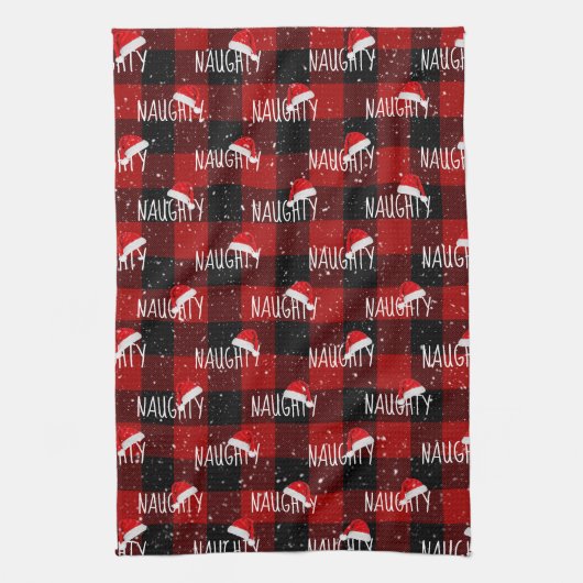 Weihnachtstext mit Weihnachtsmannmützen Geschirrtuch (Vertikal)
