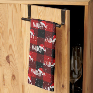 Weihnachtstext mit Weihnachtsmannmützen Geschirrtuch