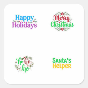 Weihnachtstext-Schriftart-4-Pack-Aufkleber Quadratischer Aufkleber