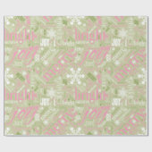 Weihnachtstext und Schneeflocke Muster Green ID257 Geschenkpapier (Flach)