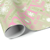 Weihnachtstext und Schneeflocke Muster Green ID257 Geschenkpapier (Rolleneckpunkt)