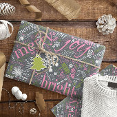 Weihnachtstext und Schneeflocken-Muster Slate ID25 Geschenkpapier