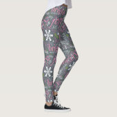 Weihnachtstext und Schneeflocken-Muster Slate ID25 Leggings (Rechts)