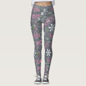 Weihnachtstext und Schneeflocken-Muster Slate ID25 Leggings (Vorderseite)