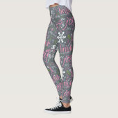 Weihnachtstext und Schneeflocken-Muster Slate ID25 Leggings (Links)