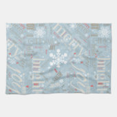 Weihnachtstext und Snowflake Muster Blau ID257 Handtuch (Horizontal)