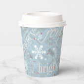 Weihnachtstext und Snowflake Muster Blau ID257 Pappbecher (Rückseite)