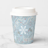 Weihnachtstext und Snowflake Muster Blau ID257 Pappbecher (Vorderseite)