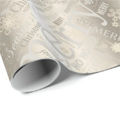 Weihnachtstext und Snowflake Muster Gold ID257 Geschenkpapier (Rolleneckpunkt)