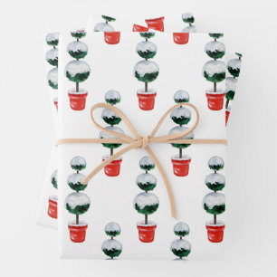 Weihnachtsthema Aquarellrot und Grün Geschenkpapier Set
