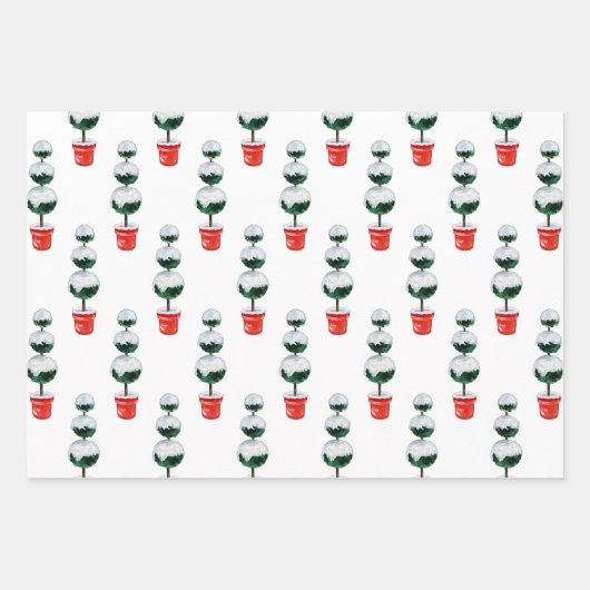 Weihnachtsthema Aquarellrot und Grün Geschenkpapier Set (Vorderseite)