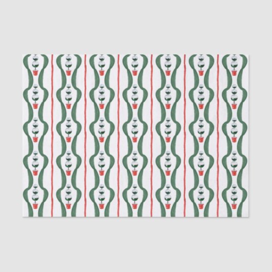 Weihnachtsthema Aquarellrot und Grün Seidenpapier (Vorderseite)