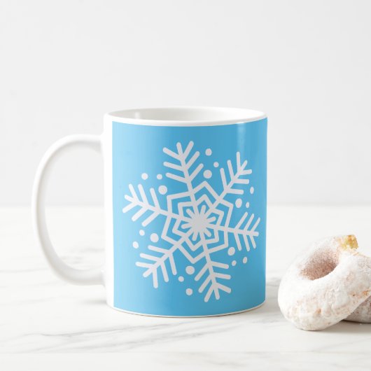 Weihnachtsthema Blau und Weiß Snowflake Kaffeetasse (Mit Donut)