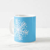 Weihnachtsthema Blau und Weiß Snowflake Kaffeetasse (Vorderseite Links)
