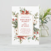 Weihnachtsthema Floral Frame Feiertag einladen Einladung (Stehend Vorderseite)