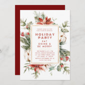 Weihnachtsthema Floral Frame Feiertag einladen Einladung (Vorne/Hinten)