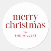Weihnachtsthema Frohe Weihnachts Retro Typografie Runder Aufkleber (Vorderseite)