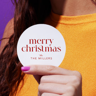 Weihnachtsthema Frohe Weihnachts Retro Typografie Runder Aufkleber