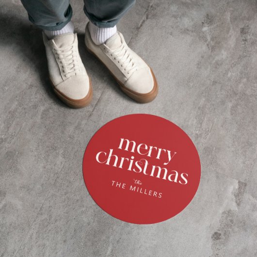 Weihnachtsthema Frohe Weihnachts Retro Typografie Runder Aufkleber