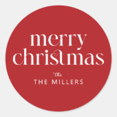 Weihnachtsthema Frohe Weihnachts Retro Typografie Runder Aufkleber (Vorderseite)