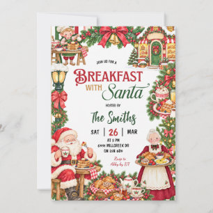 Weihnachtsthema Frühstück mit Santa Einladung