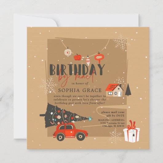 Weihnachtsthema Geburtstag per Mail Einladung (Vorderseite)