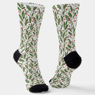 Weihnachtsthema Holly, Mistletoe, Berries Muster Socken
